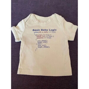basic baby logic baby tee size 3-6 months, computer programer IT nerd geek